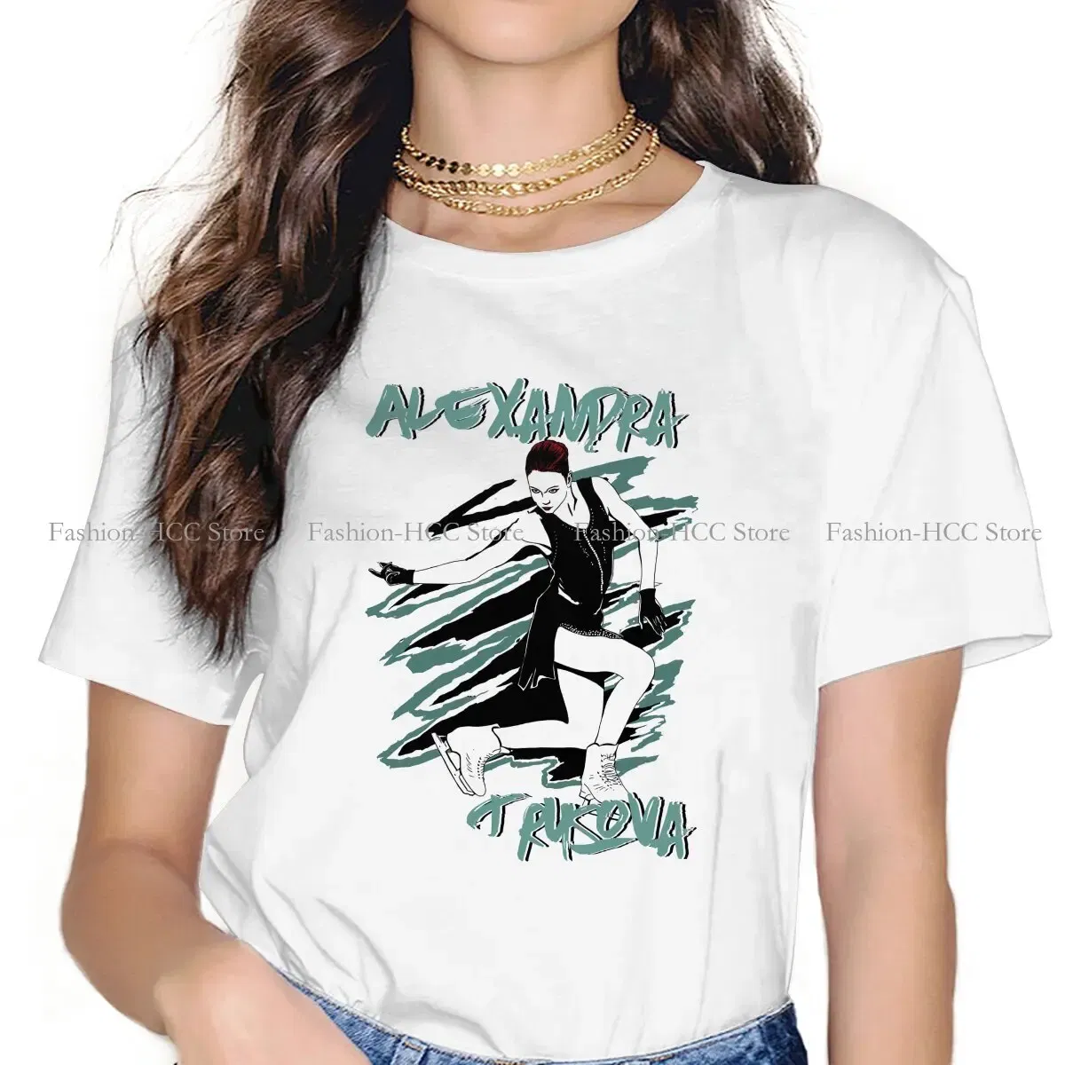 Color: WHITE, Size: S - Alexandra Unique TShirt Figure Skating Top Quality Hip Hop Graphic T Shirt Stuff