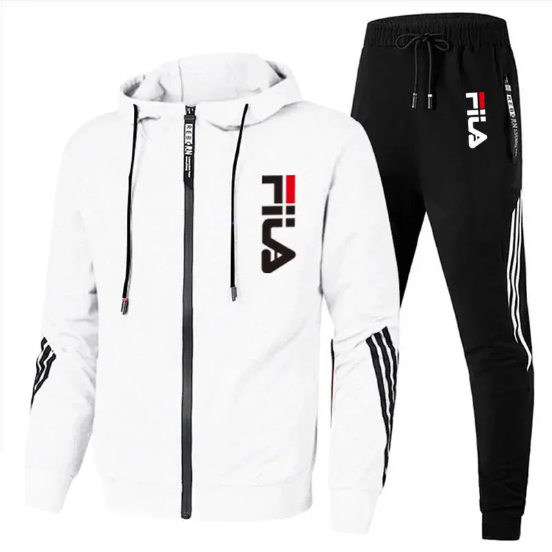 Color: Khaki, Size: M, Ships From: CHINA - Men's spring and Fall outdoor zipper jacket + sweatpants jogging set Casual basketball fitness two-piece set