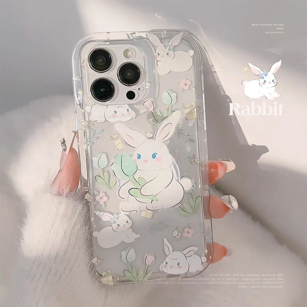 Color: Brown, Compatible-Phone Models: For Samsung Galaxy S22+ - Cute Cartoon Bunny Print Phone Case for Samsung Galaxy 24 23 22 21 20 Plus Ultra FE A73 A72 A71 A52 A51 A32 Note 20 Airbag Funda