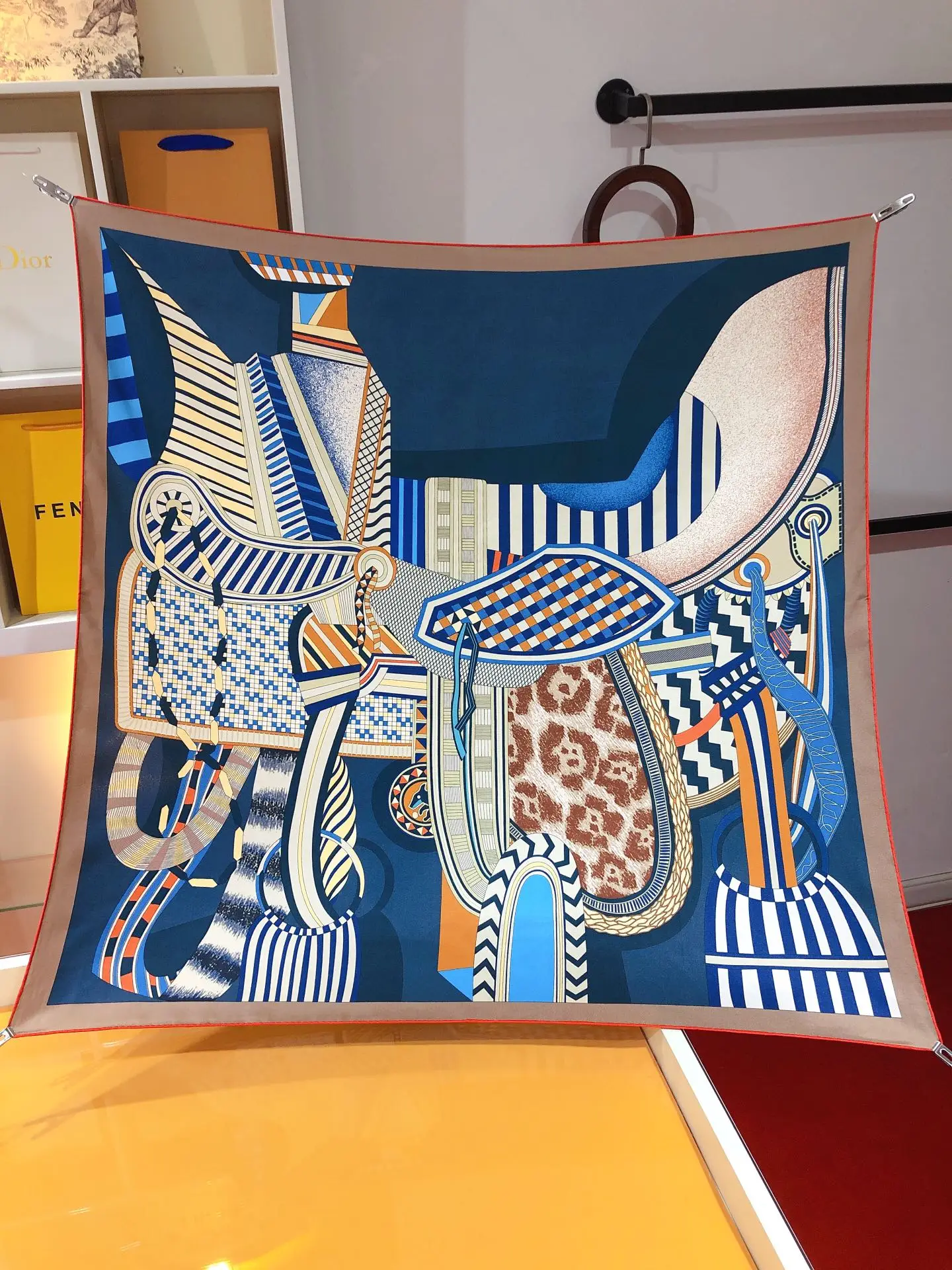 Color: Gold - This Super Beautiful Saddle Print Silk Scarf Is A Hand-curled Twill Scarf/scarf/shawl Made with The Most Advanced Technology.