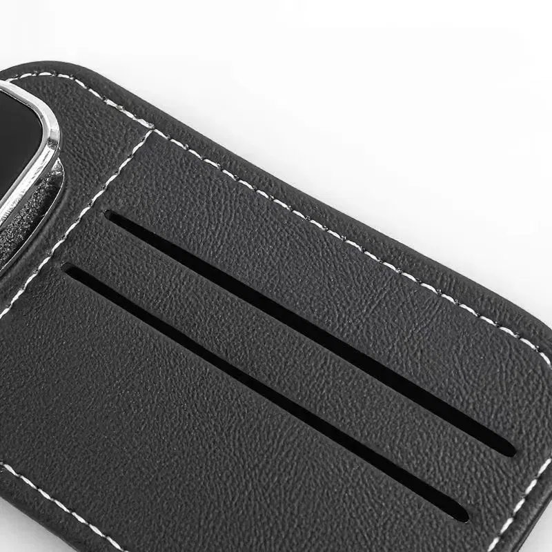 Color Name: Black - Multi-function Sunglasses Holder, Leather Glasses Holders for Car Sun Visor, Eyeglasses Hanger and Ticket Card Clip