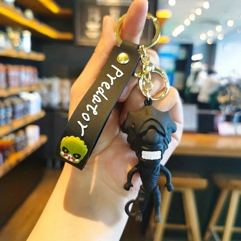 Color: PURPLE, Ships From: CHINA - Cartoon Wednesday Addams Silicone Keychain Pendant Car Backpack Bag Keyring 3D Doll Unisex Women Men Gifts Key Chain