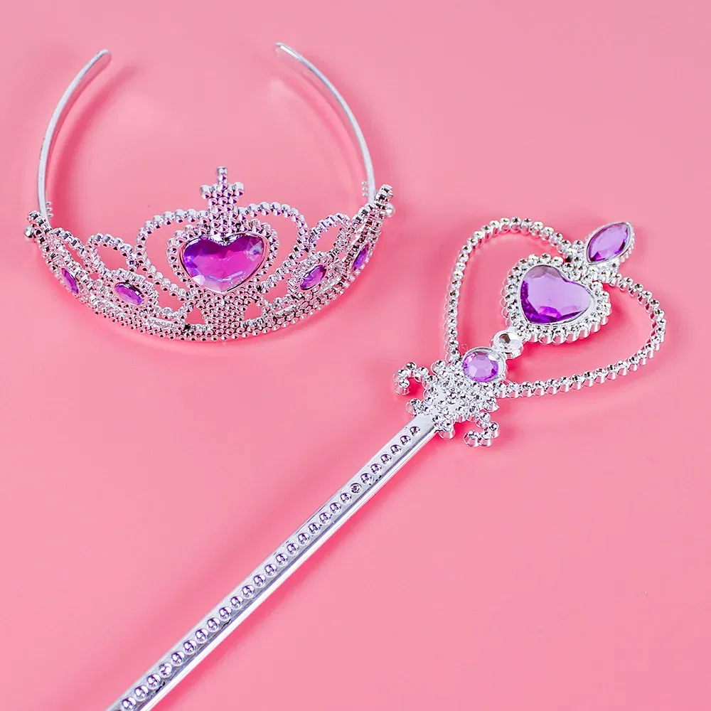 Color: Pink - Pincess Anna Elsa Cosply Accessories Crown Magic Wand Necklace Wig Gloves Frozen Snow White Belle Cinderella Princess Role Play