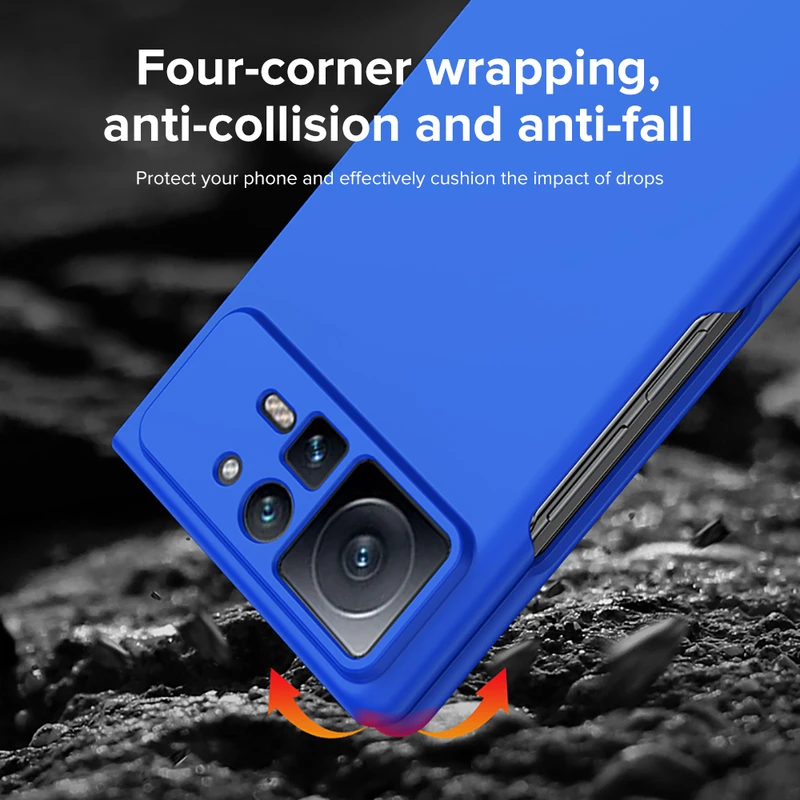 Color: Black, Material: ABS - For Xiaomi MIX Fold2 Protective Case Mix Fold2 Official Flip Case Made of Plain PU Leather, anti Drop Folding Anti Fingerprint