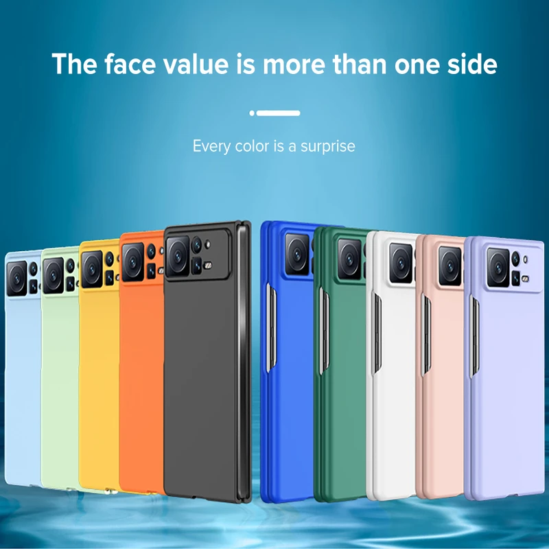 Color: Black, Material: ABS - For Xiaomi MIX Fold2 Protective Case Mix Fold2 Official Flip Case Made of Plain PU Leather, anti Drop Folding Anti Fingerprint