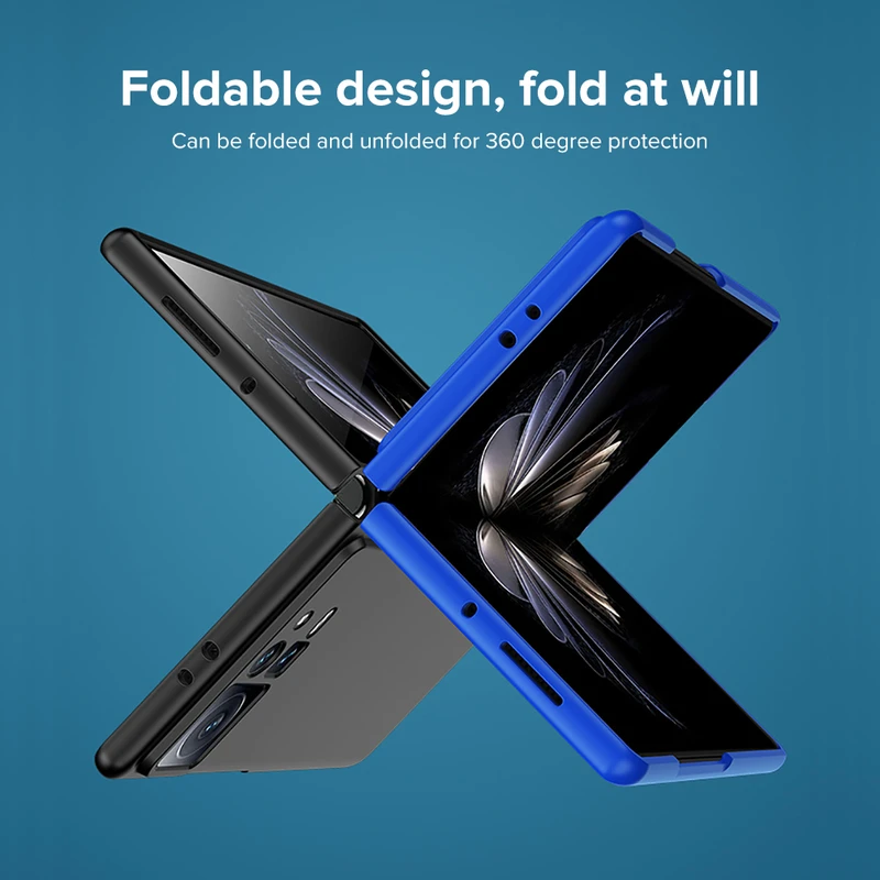 Color: Black, Material: ABS - For Xiaomi MIX Fold2 Protective Case Mix Fold2 Official Flip Case Made of Plain PU Leather, anti Drop Folding Anti Fingerprint