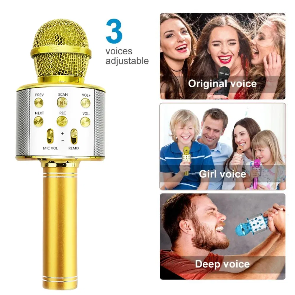 Color: SKY BLUE, Ships From: CHINA - WS858 Wireless Microphone Blue-tooth Speaker Home Karaoke Microphones Speaker KTV Scenes Handheld Music Player Singing Recorder