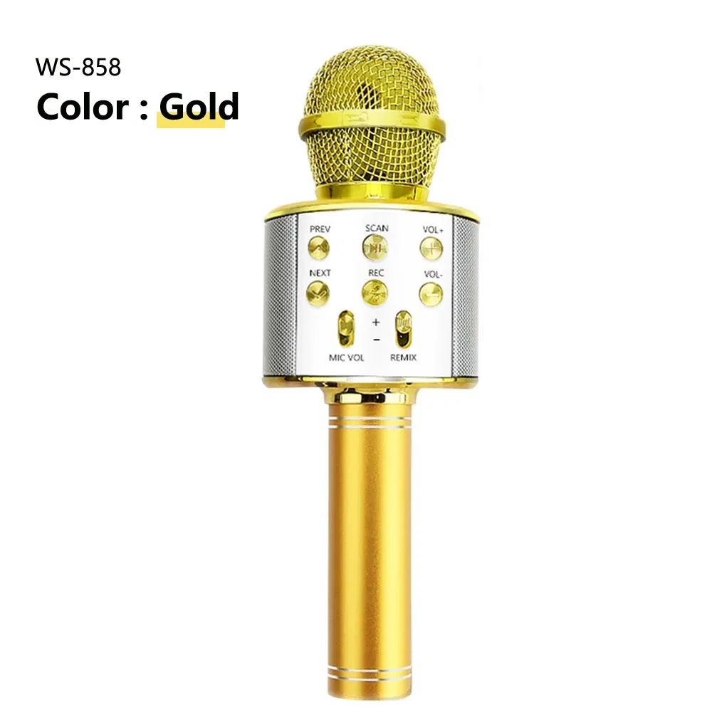 Color: SKY BLUE, Ships From: CHINA - WS858 Wireless Microphone Blue-tooth Speaker Home Karaoke Microphones Speaker KTV Scenes Handheld Music Player Singing Recorder
