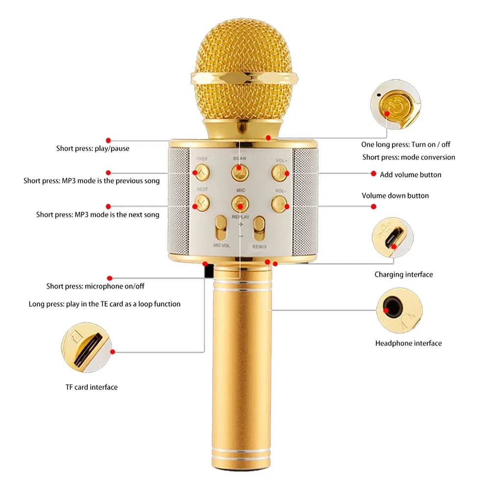 Color: SKY BLUE, Ships From: CHINA - WS858 Wireless Microphone Blue-tooth Speaker Home Karaoke Microphones Speaker KTV Scenes Handheld Music Player Singing Recorder