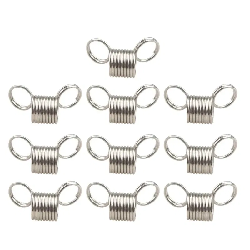 Color: Silver - 10 Pcs Stainless Steel Bead Stopper Mini Spring Clamps Creative Bead Line End Clasps Jewelry Making Accessories Durable