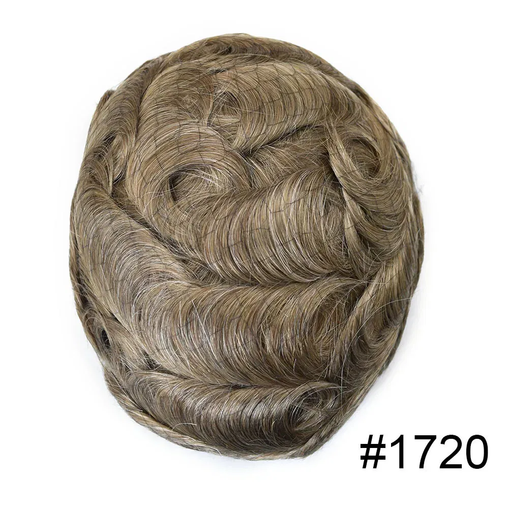 Toupee Color: 1720#, Toupee Density: 100%, Length: 6 inches, Ships From: CHINA, Toupee Size: 8x10 - Men Toupee Hair Systems Ultra Thin Skin 0.06MM V-LOOP Capillary Prosthesis Invisible Hairline Real Human HairPieces Hair Units