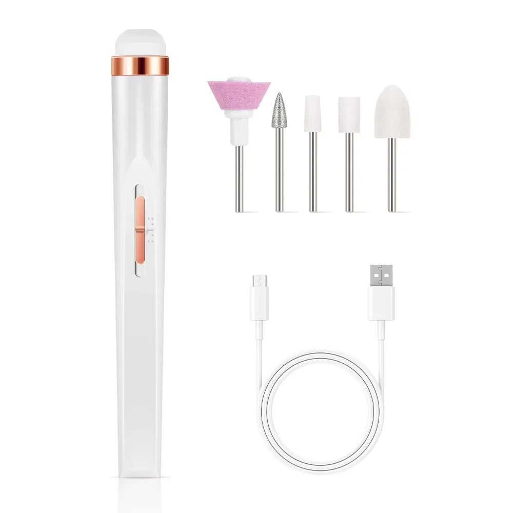 Color: WHITE - YIKOOLIN Portable Manicure Set with 4 Speeds Professional Manicure and Pedicure Tools Exfoliation and Polishing for Nail Salon