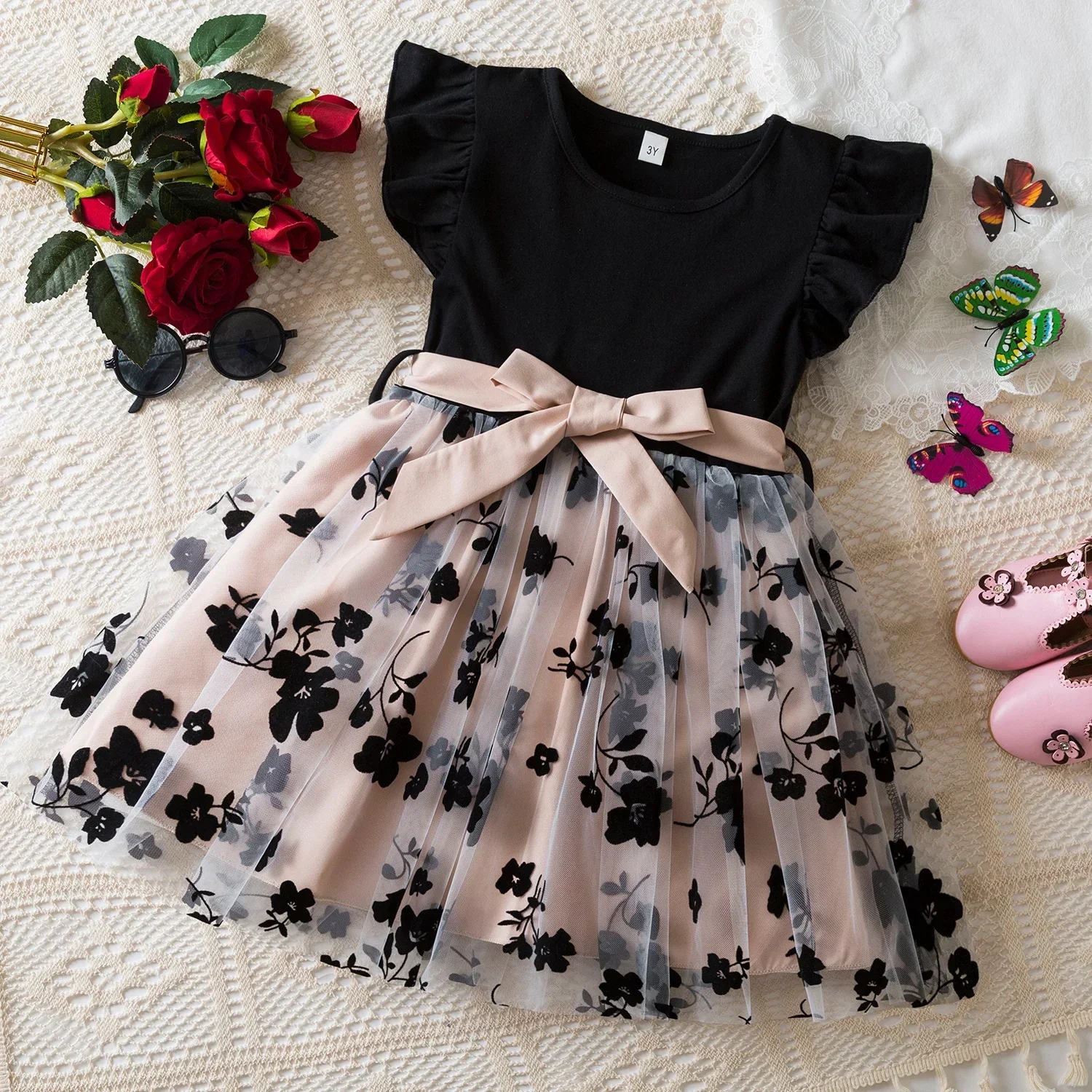 Color: Blue, Kid Size: 3T - Spring Autumn Full Sleeve Dress for Girls 3 to 8 Yrs Flower Girl Dress Children's Casual Clothing New Long Seelve Princess Dress
