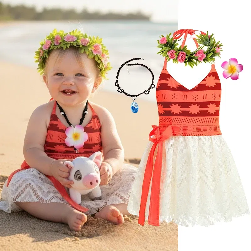 Color: Dark Grey, Kid Size: 4T - Little Girls Cospaly DISNEY Moana Kids Two Pcs Set Top +Pants Infant Vaiana Role Play Festival Princess Costume Casual Clothes