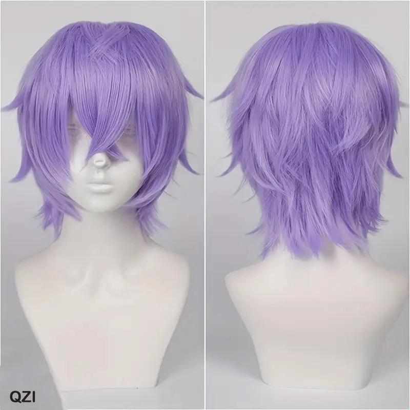 Color: Auburn, Stretched Length: 12inches - Unisex Short Bob Cosplay Wig with Bangs | Blonde Purple Gray Color | Halloween Party Lolita Costume Wig
