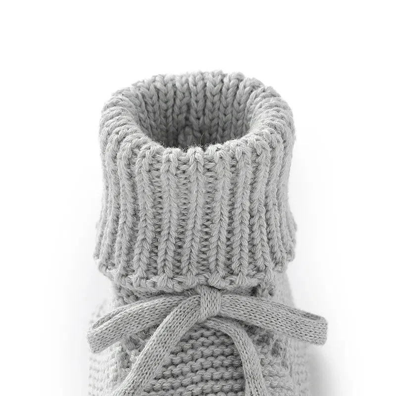 Color: Brown, Baby Age: 13-18 Months - Infant Baby Shoes Knit Cotton Boys Girl Boots Fashion Tie Solid Newborn Walk Bed Footwear Toddler Kid Clothing Accessories 0-18M