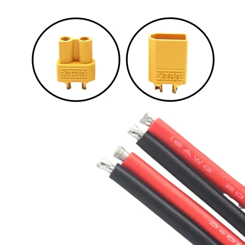 Color: Red - XT30 Pigtail Plug Male and Female Connector with 100mm 16AWG Tinned Wire Cable for RC Fixed wing Lipo Battery FPV Drone charger