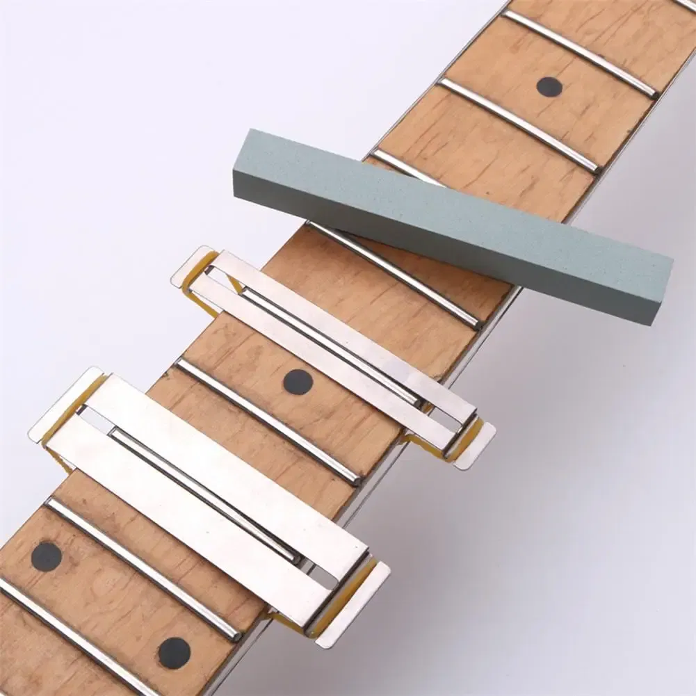 Color: WHITE - Guitar Fret Wire Sanding Stone Protector Kit Finger Plate Radian Polishing DIY Luthier Tool Dropship