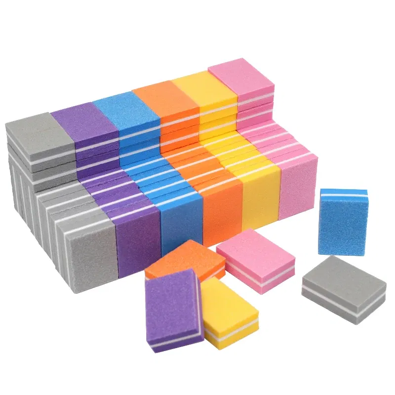 Color: Black - 100pcs Mini Nail File 100/180 Disposable Nail Buffer Block Sponge Women Manicure Tool Nail Polish UV Gel Lime a Ongle Wholesale