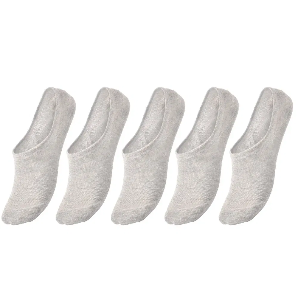 Color: GRAY, Size: 4-6T - 5 pairs of boys girls children soft invisible socks low casual cotton leisure sailing anti-skid stealth non-display