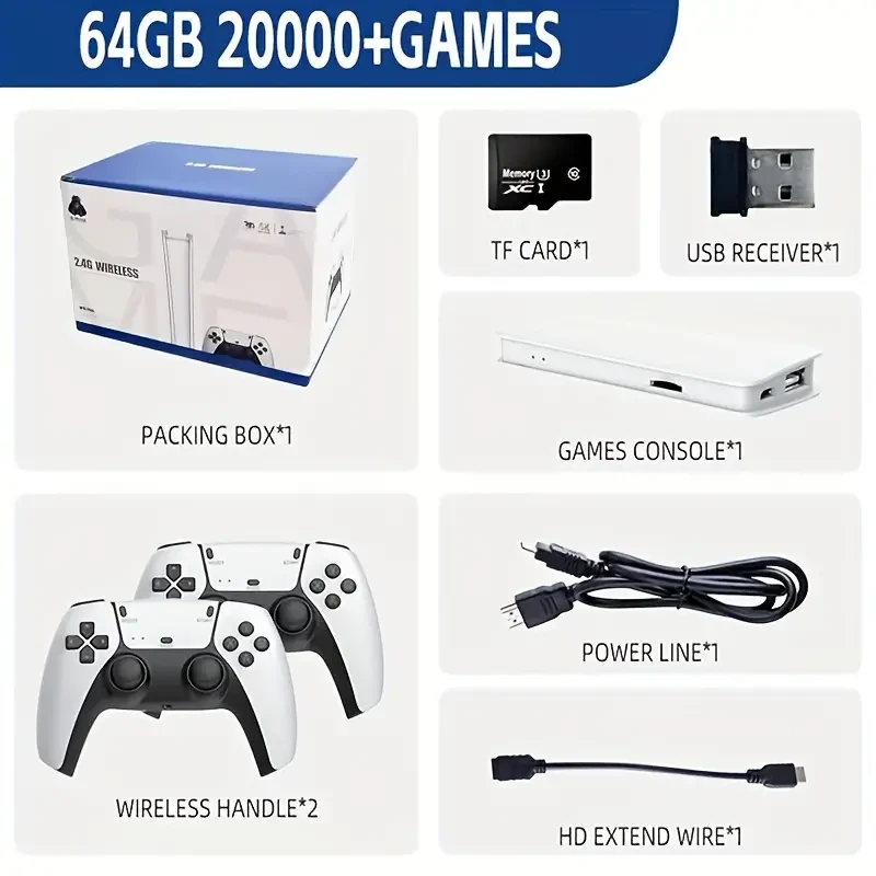 M15 Game Stick Mini TV Handheld Game Console with Wireless Gamepads