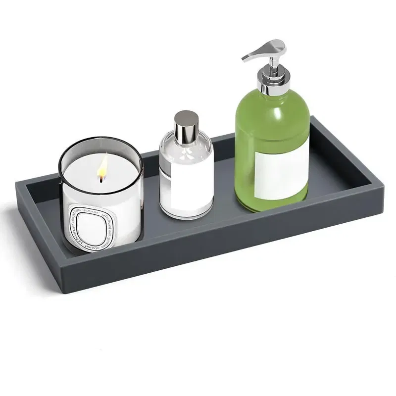 Color: light green, Size: XXL - Bathroom Counter Tray, Thickened Silicone Bathroom Vanity Tray, Shatterproof Durable Rectangle Bathroom Tray Soap Dispenser Tray