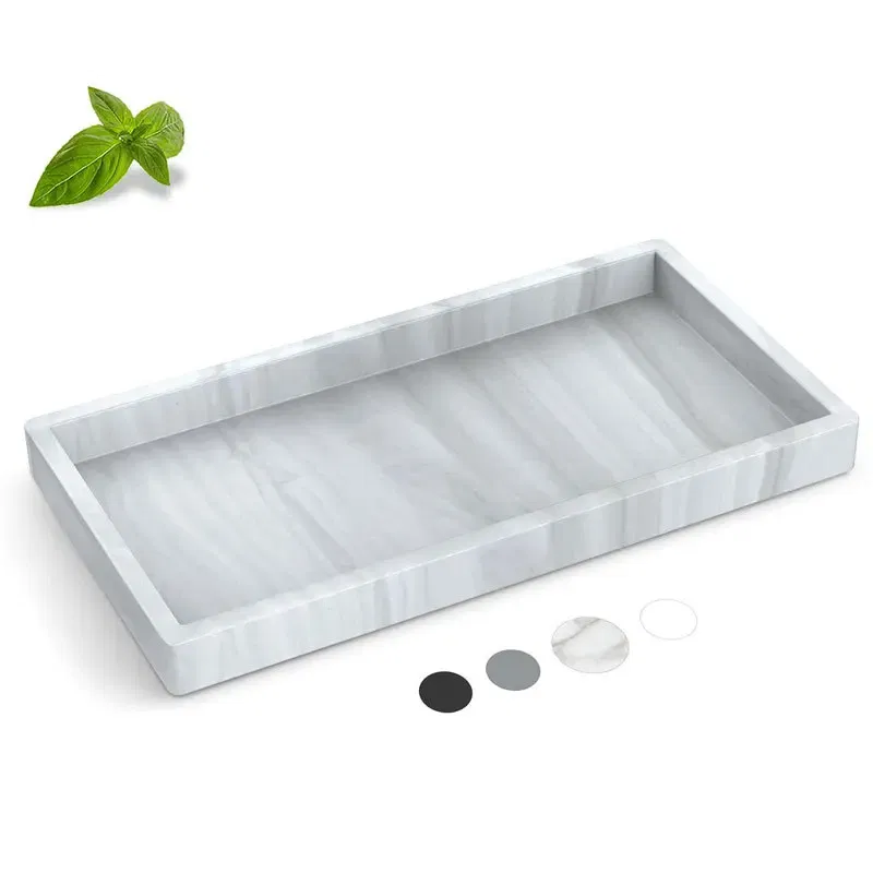 Color: light green, Size: XXL - Bathroom Counter Tray, Thickened Silicone Bathroom Vanity Tray, Shatterproof Durable Rectangle Bathroom Tray Soap Dispenser Tray