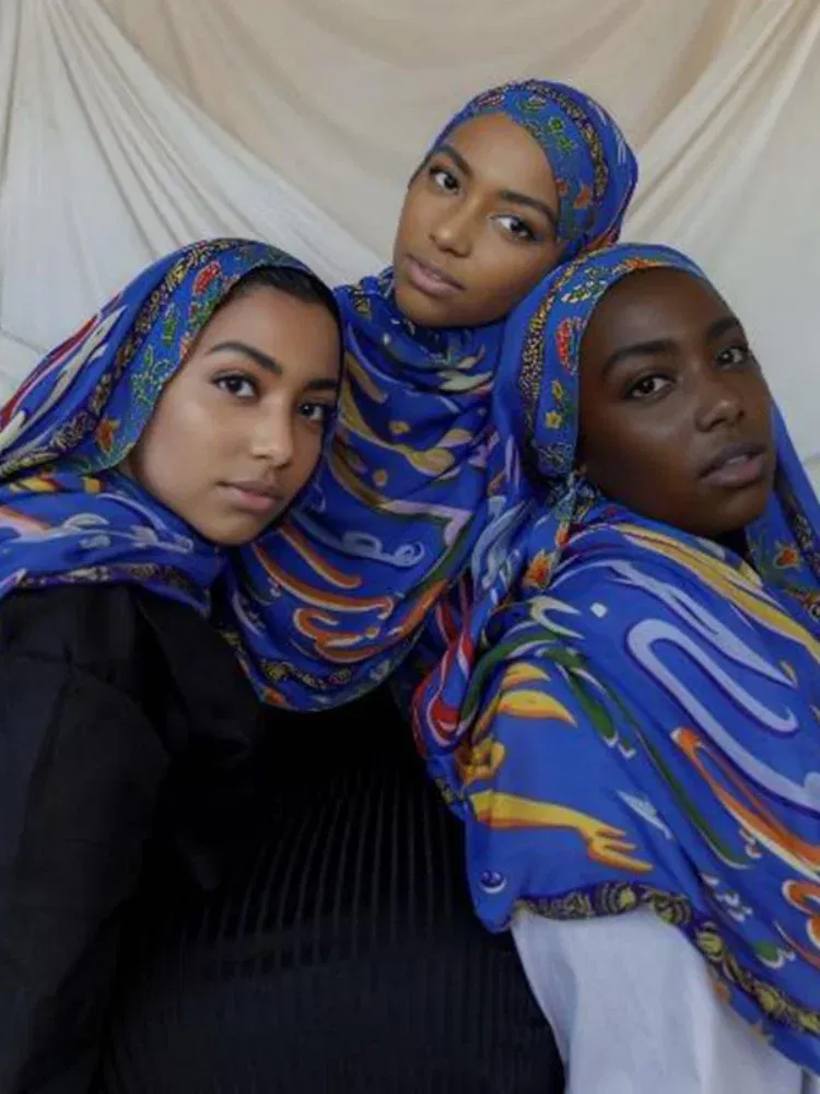 Color: Multicolor - 1Pcs Ramadan Hijab Leopard Print Women Bohemian Watercolor Soft Muslim Hijabs Floral Breathable Shawl Wrap Scarf Headscarf Warm