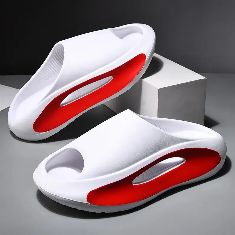 Color: WHITE, Shoe Size: 35.5 - Men's Sandal Slippers New Summer Sneaker Slippers Men Thick Bottom Platform Slides Soft Eva Slippers Casual Beach Shoes