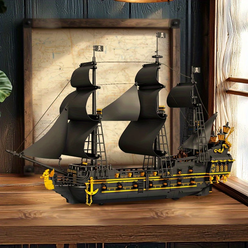 Color: Multicolor - 2076PCS Pirate Ship Building Bricks Assembly MOC Blocks Toys Boat Model Creative Ornament Collection Educational Toys For Gifts