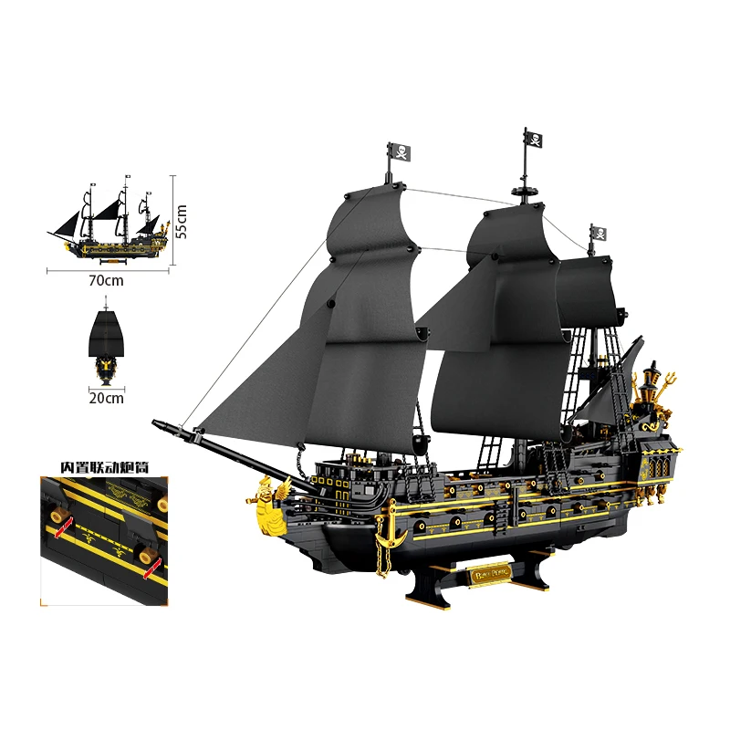 Color: Multicolor - 2076PCS Pirate Ship Building Bricks Assembly MOC Blocks Toys Boat Model Creative Ornament Collection Educational Toys For Gifts