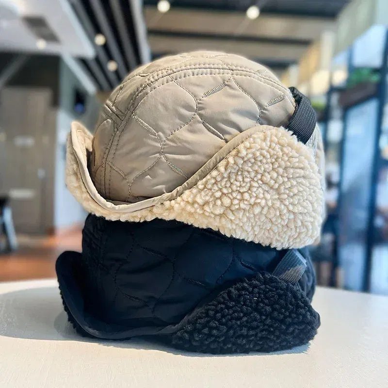 Color: Pink - Winter Men Women Trapper Aviator Trooper Earflap Warm Waterproof Ski Down Hat Bomber Cap Ear Protectors Hats Reversible Wearable