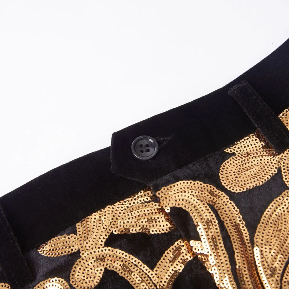 Color: Beige, Size: XL - Euroma suit (Blazer + Trousers) Men's Gold Velvet Fashion Elegant Casual Wedding Banquet Party Sequin Costumes Two Piece Set