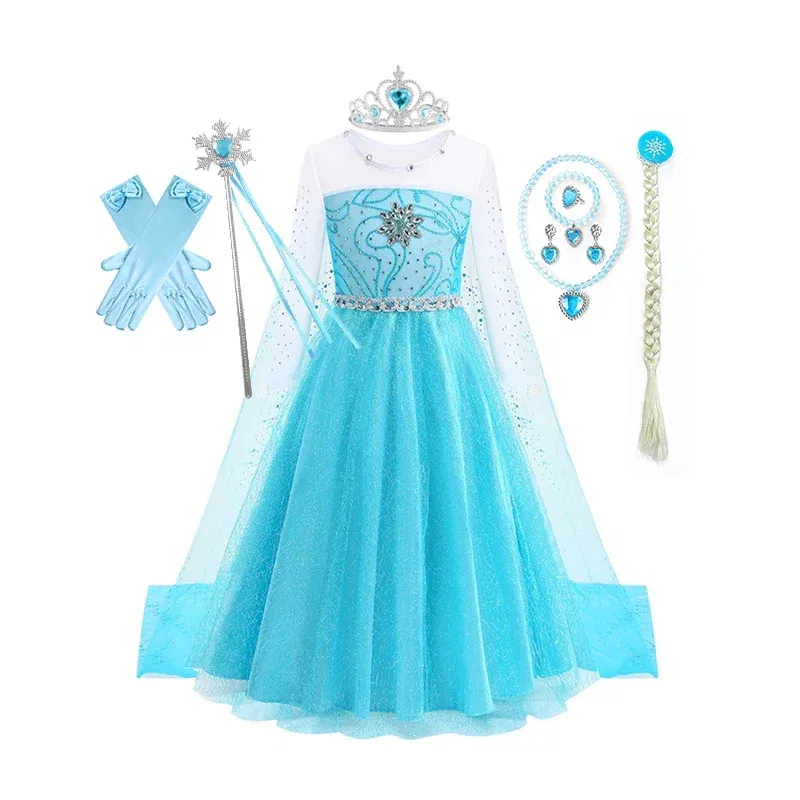 Color: Orange, Kid Size: 2T - Disney Kids Girls Cosplay Frozen Elsa Anna Princess Dress Girl Mesh Ball Gown Carnival Birthday Clothes Snow Queen Elsa Costume
