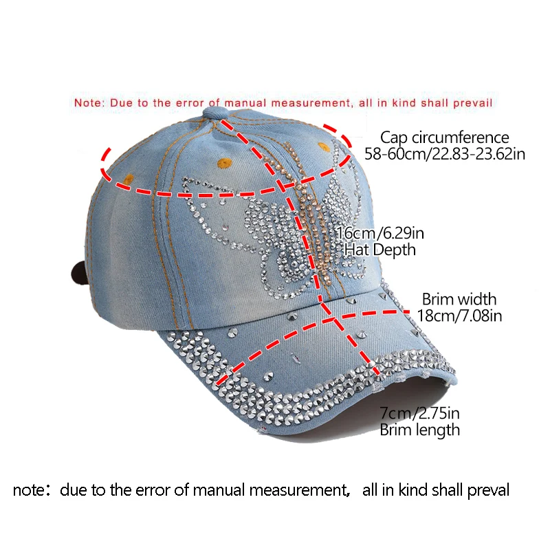 Color: ROYAL BLUE, Size: Adjustable - A Women?™s Sparkle Bling Rhinestone Bejeweled Cotton Denim Baseball Cap