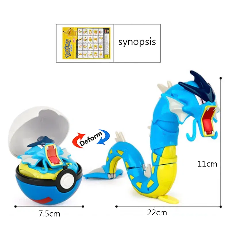 Color: green - High Quality Pokemon Ball Deformation Toy Pikachu Mewtwo Gyarados Pocket Monster Pokeball Pokemon Action Figure Children Toy Gif