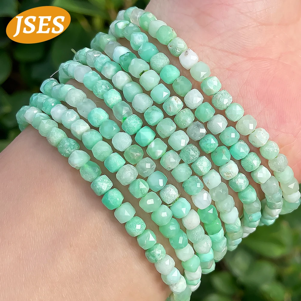 Color: green, Item Diameter: 5mm, Ships From: CHINA - A++ Natural Australia Chrysoprase Gradient Color Faceted Cube Beads for Jewelry Making Stone Bracelet Beads DIY Gift Accessories
