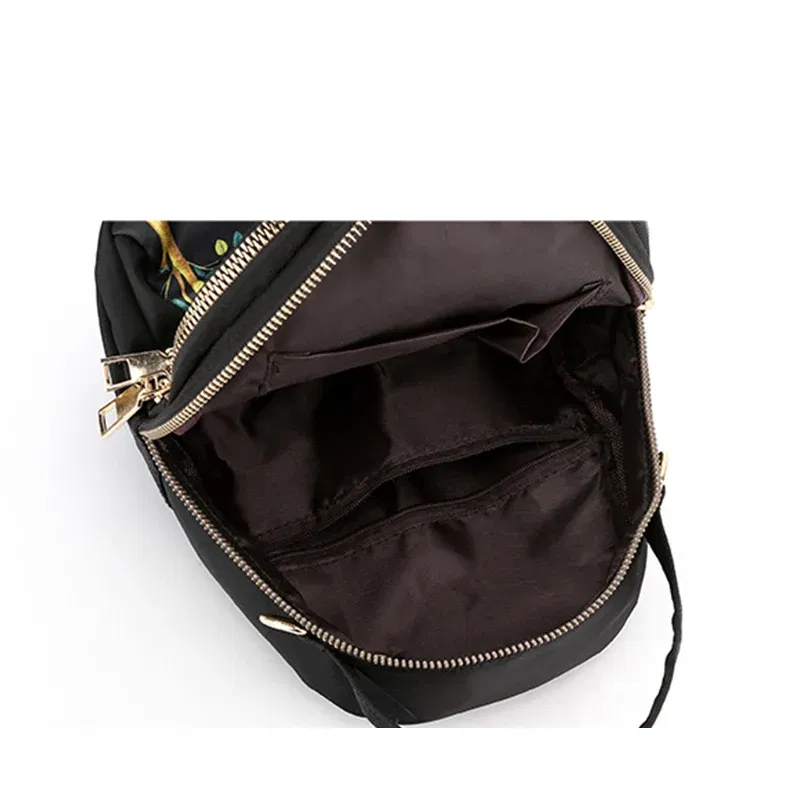 Color: PURPLE, Size: 16 inches - Fashion Printing Backpack Women Large Capacity Nylon Rucksack Multilayer Crossbody Bag School Bags Waterproof Travel Knapsack
