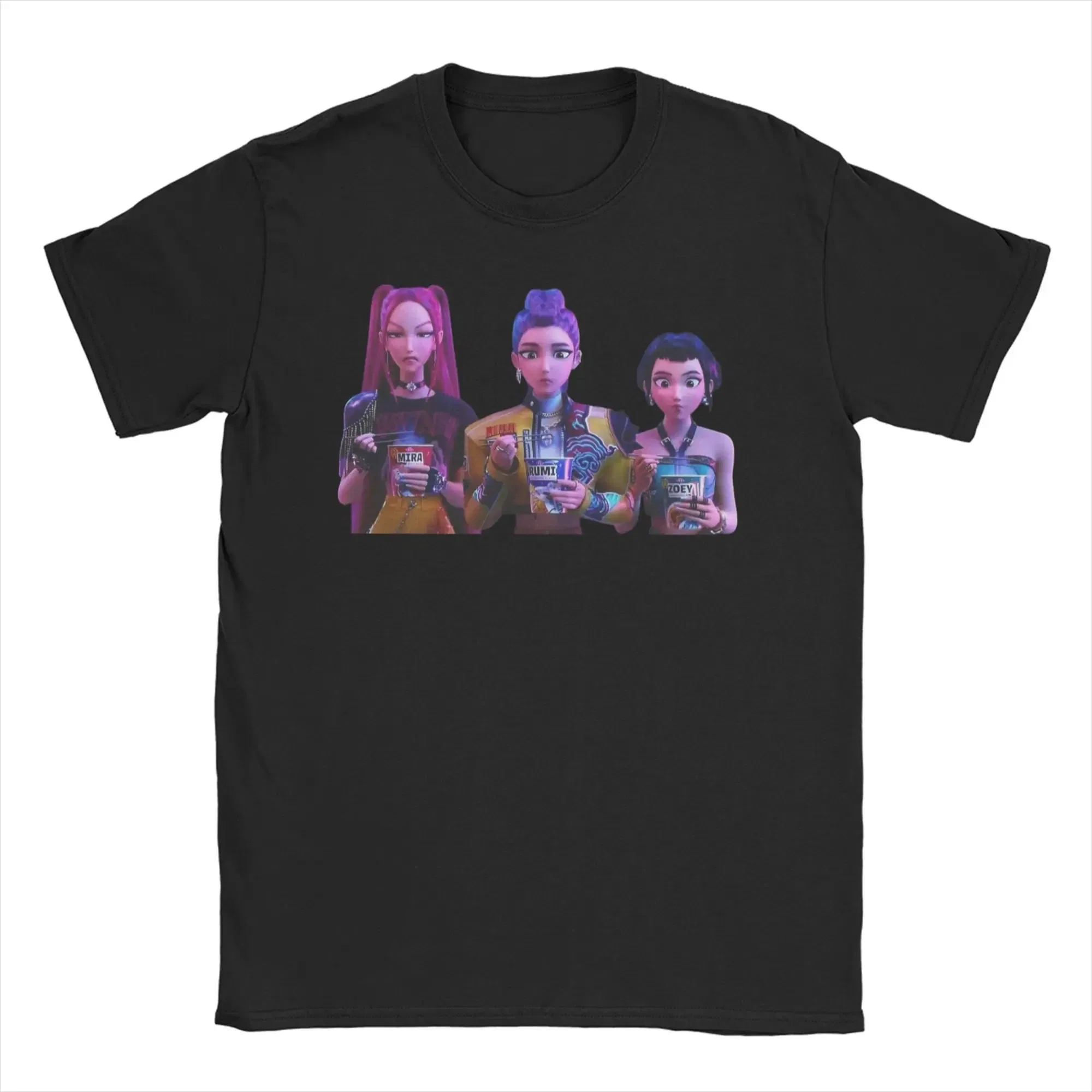 Color: Dark Grey, Size: 5XL - Men Women T-Shirts Kpop Demon Hunters Zoey Huntrix Amazing Cotton Tees Short Sleeve T Shirt O Neck Clothes Printing