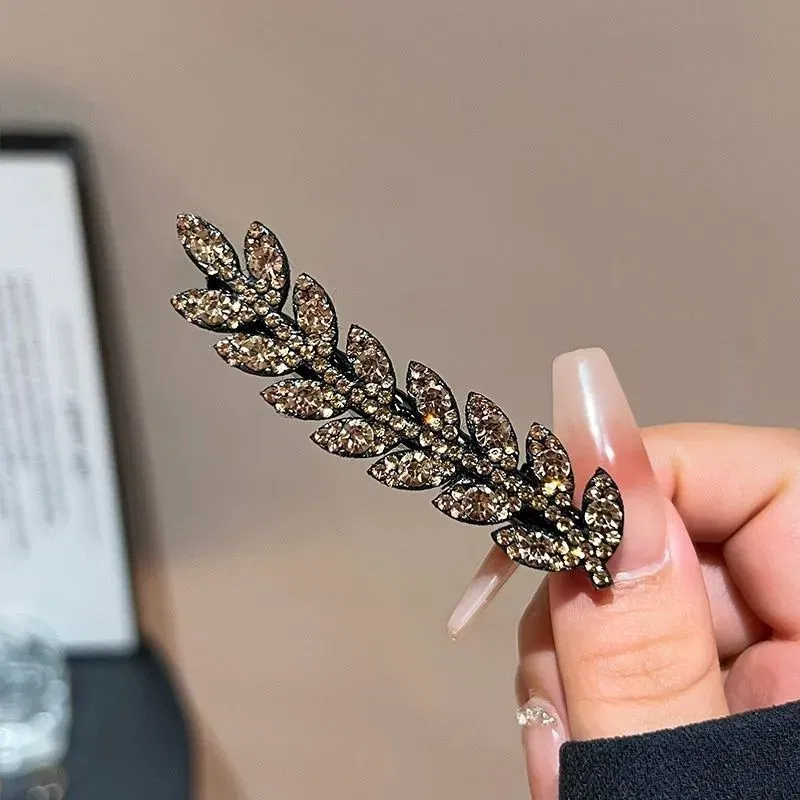 Color: SKY BLUE - Fashion Mini Crystal Hair Pins Exquisite Rhinestone Ear of Wheat Duckbill Hair Clips Girl Side Barrettes