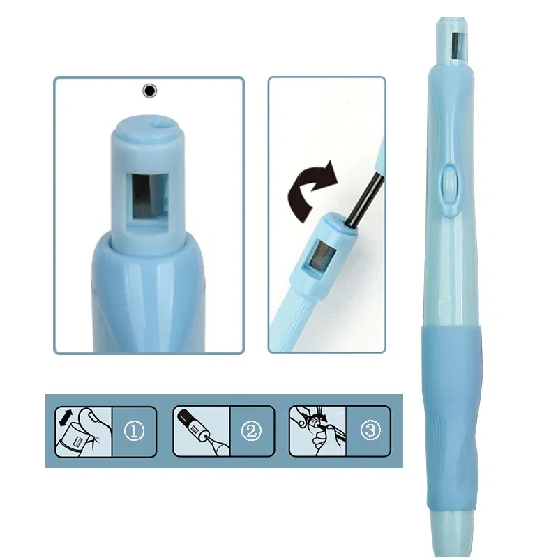 Color: Red - 0.5/0.7/0.9/2.0mm Cute Dolphin Mechanical Pencil Correct holder Pencil 2B Lead Student Writing Drawing Supply School Stationery
