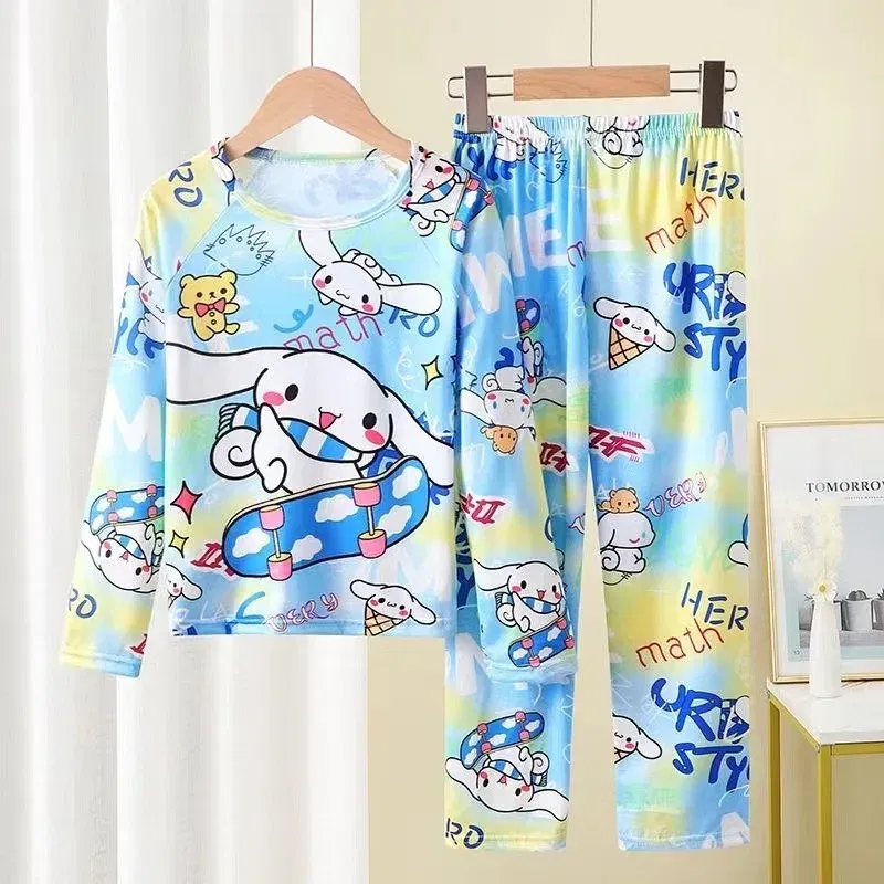Color: GRAY, Kid Size: 4T - 2pcs/set New Disney Stitch Children Pyjamas for Boys and Girls Sets Kid Minnie Home Wear Travel Casual Sleepwear Suit Cute Gift