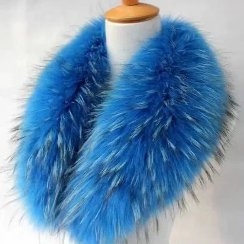 Color: Dark Khaki, Size: XS?€old?‰ - Winter Real Fox Fur Collar Woman Furry Natural Raccoon Fur Scarf Shawls Luxury Neck Warmer Wraps For Coat Fur Scarves Large Size