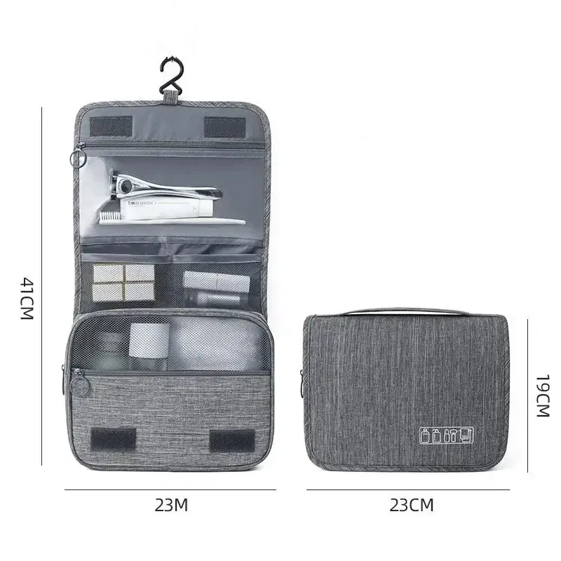 Color: DARK GRAY - Foldable Toiletry Bag Organizer Hanging Storage Bag Bathroom Makeup Bag Case Cosmetic Bag Travel Bag For Travel Business