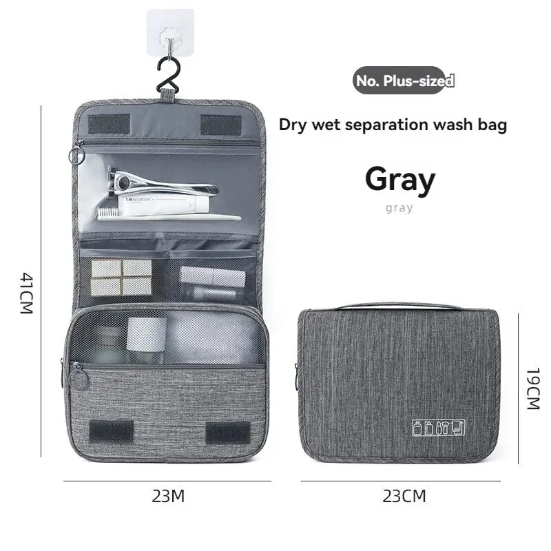 Color: DARK GRAY - Foldable Toiletry Bag Organizer Hanging Storage Bag Bathroom Makeup Bag Case Cosmetic Bag Travel Bag For Travel Business