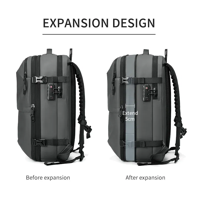 Color: Burgundy - Men Travel Backpack vacuum compression 17 inch Laptop Backpack Business Large Capacity school Backpack Expanded Hiking backpack