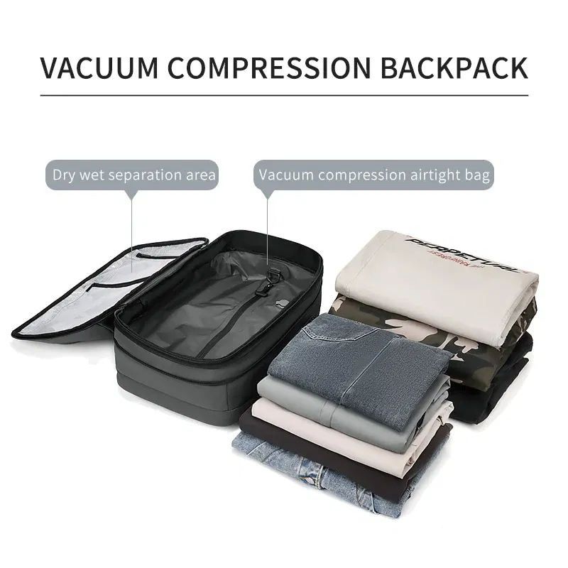 Color: Burgundy - Men Travel Backpack vacuum compression 17 inch Laptop Backpack Business Large Capacity school Backpack Expanded Hiking backpack
