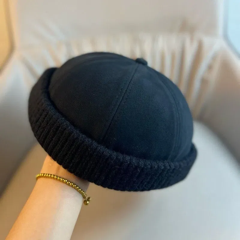 Color: Blue - Autumn and Winter Melon Skin Hat, Fashionable Brimless Sailor Hat, Men's and Women's Casual Fashionable Street Hat