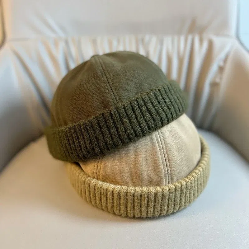 Color: Blue - Autumn and Winter Melon Skin Hat, Fashionable Brimless Sailor Hat, Men's and Women's Casual Fashionable Street Hat