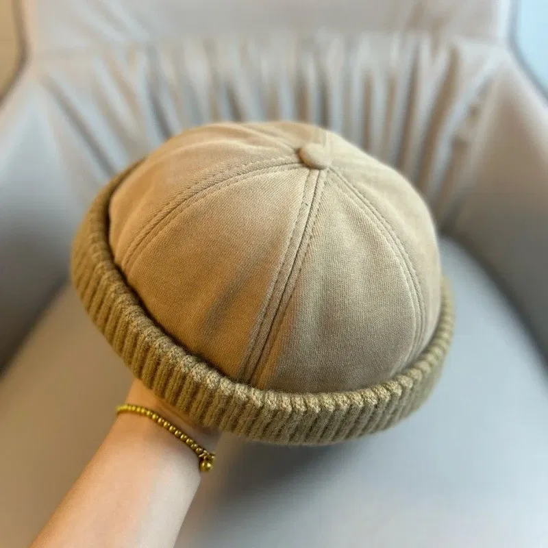 Color: Blue - Autumn and Winter Melon Skin Hat, Fashionable Brimless Sailor Hat, Men's and Women's Casual Fashionable Street Hat